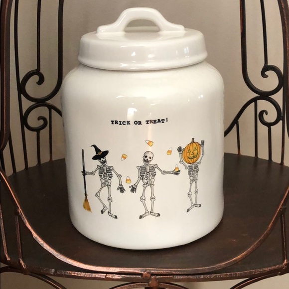Rae Dunn Other - 👻 Rae Dunn TRICK OR TREAT Skeleton Canister